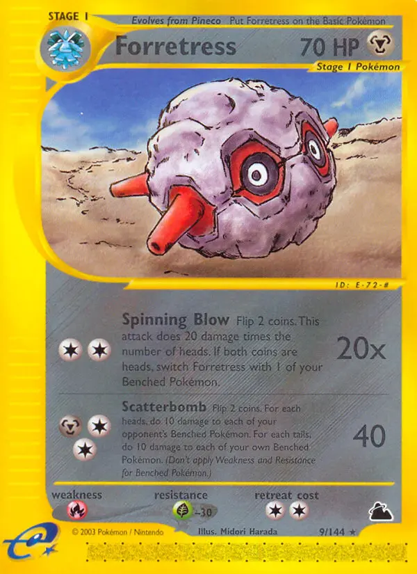 Forretress Rare Pokemon card #9 from Skyridge