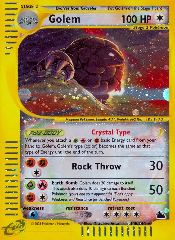 Golem Rare Pokemon card #148 from Skyridge