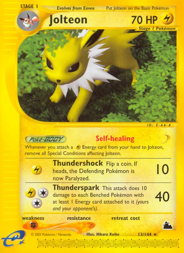 Jolteon Rare Pokemon card #13 from Skyridge