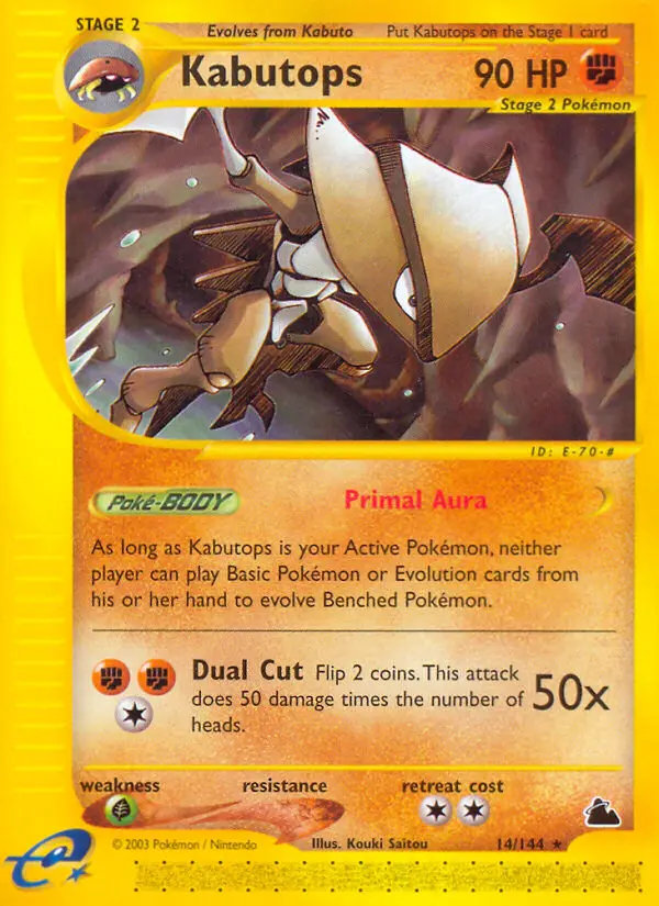 Kabutops Rare Pokemon card #14 from Skyridge