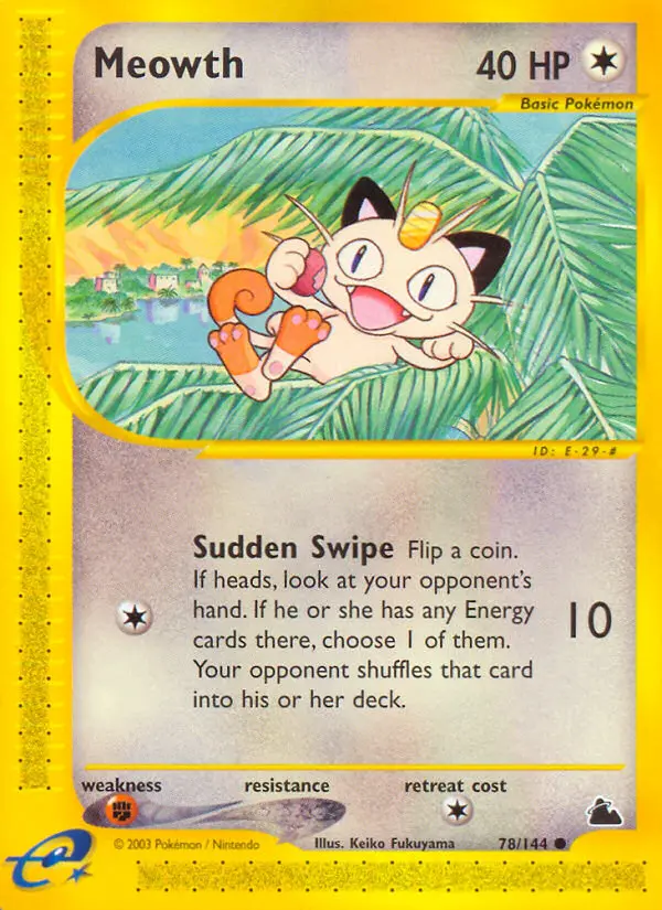 Meowth Common Pokemon card #78 from Skyridge