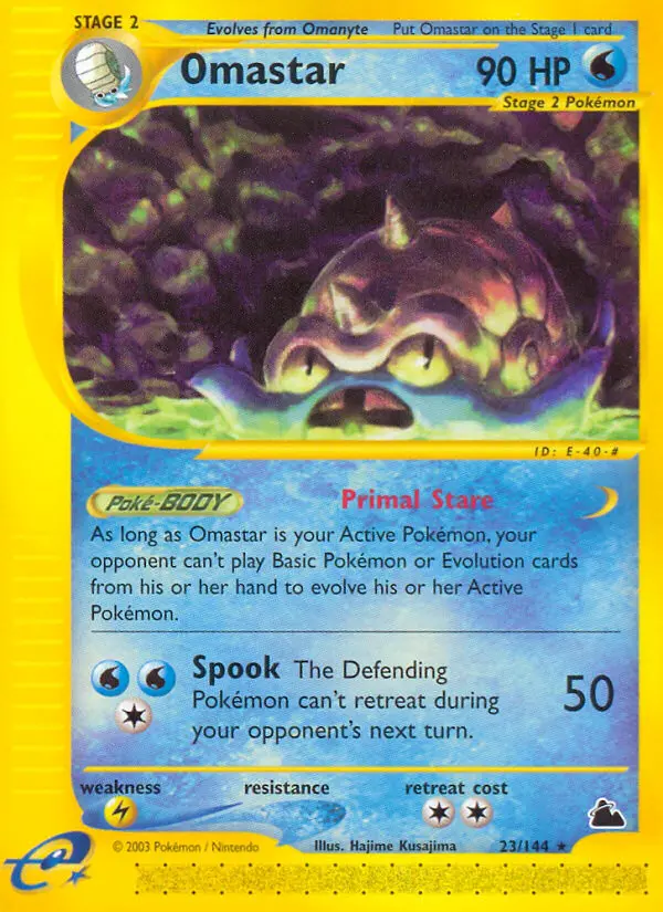 Omastar Rare Pokemon card #23 from Skyridge