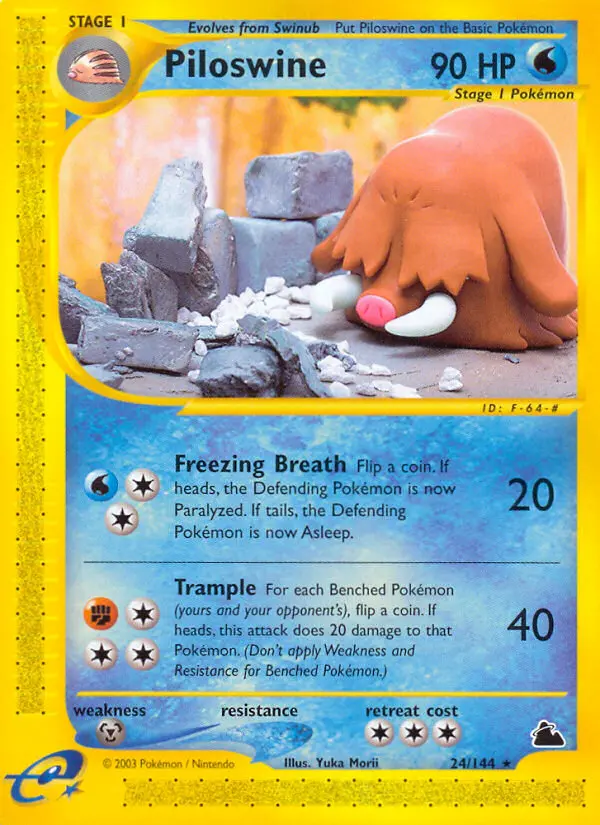 Piloswine Rare Pokemon card #24 from Skyridge