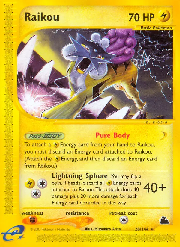 Raikou Rare Pokemon card #28 from Skyridge