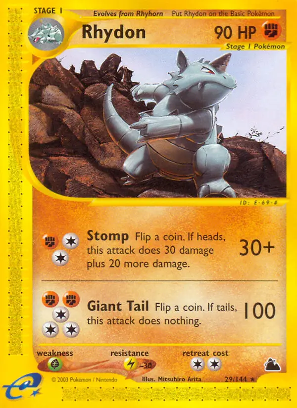 Rhydon Rare Pokemon card #29 from Skyridge