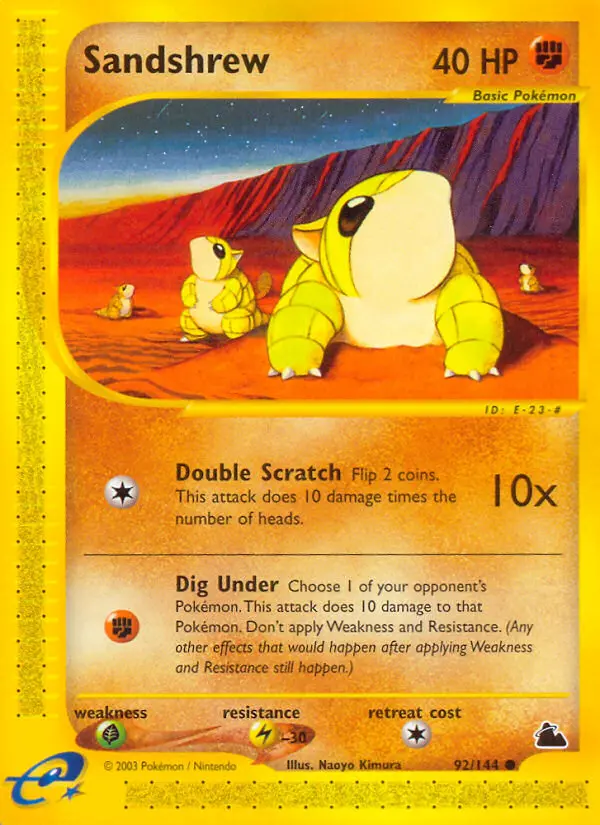 Sandshrew Common Pokemon card #92 from Skyridge