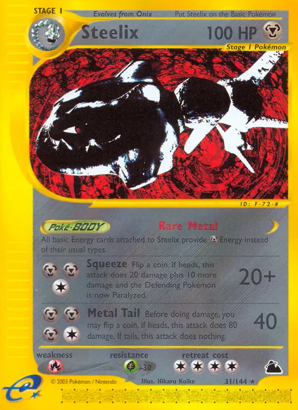 Steelix Rare Pokemon card #31 from Skyridge