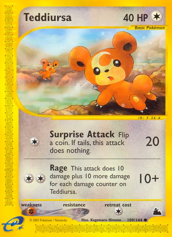 Teddiursa Common Pokemon card #109 from Skyridge