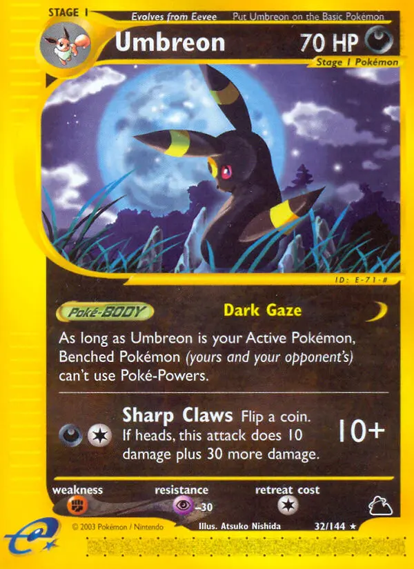 Umbreon Rare Pokemon card #32 from Skyridge