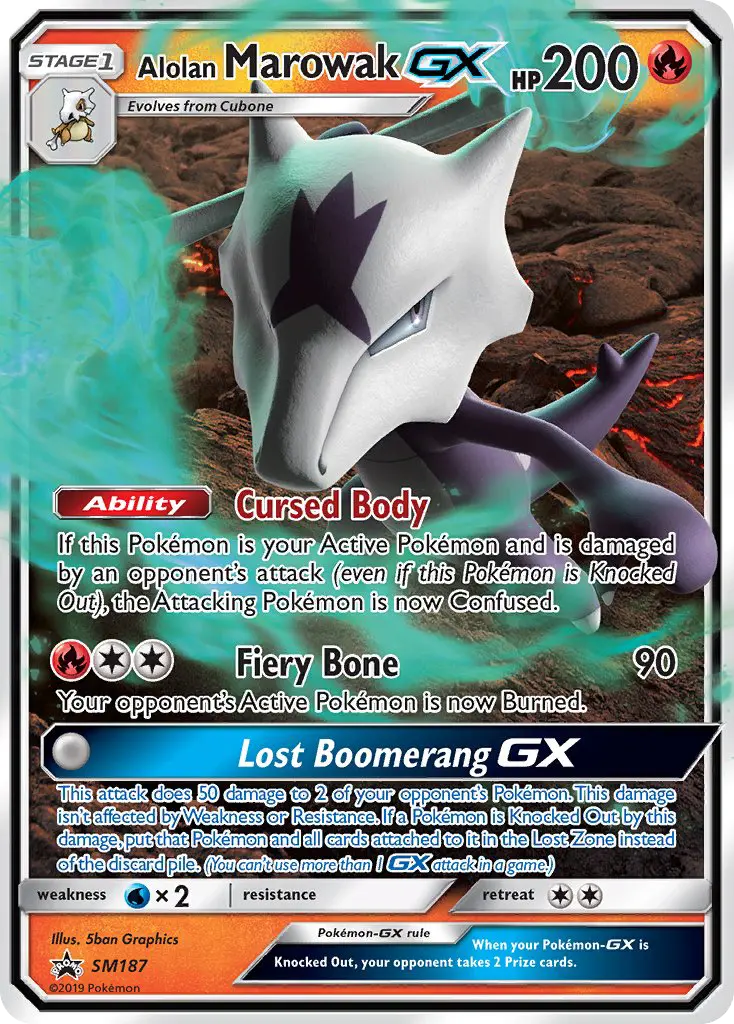 Alolan Marowak GX Rare Pokemon card #SM187 from SM Black Star Promos