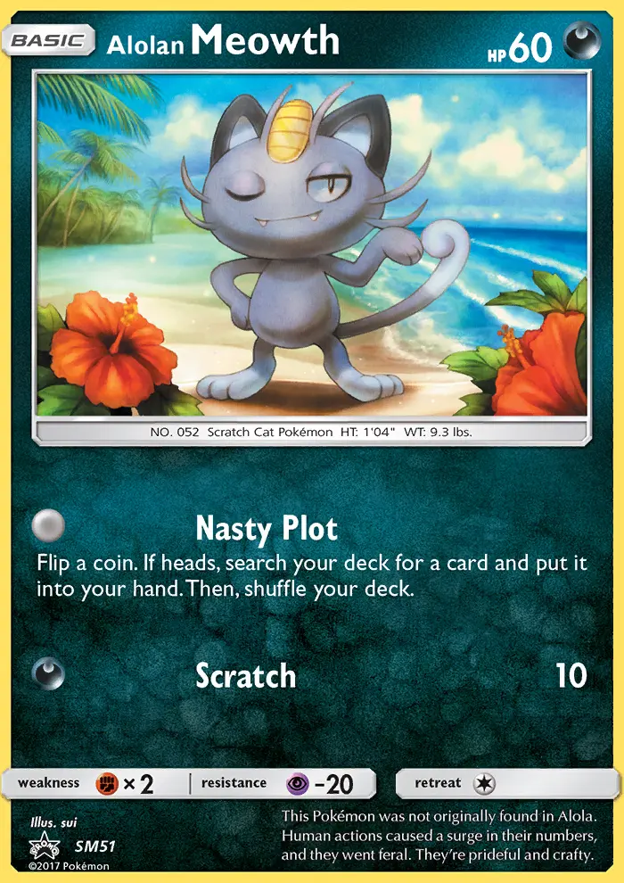 Alolan Meowth Rare Pokemon card #SM51 from SM Black Star Promos