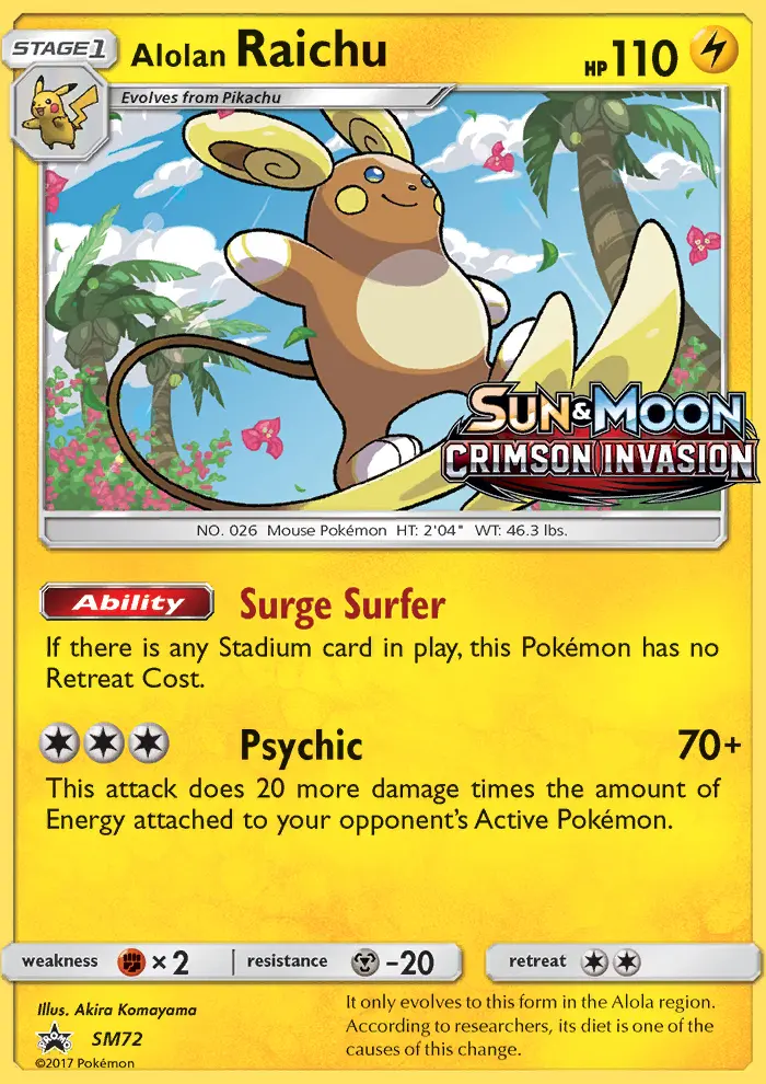 Alolan Raichu Rare Pokemon card #SM72 from SM Black Star Promos