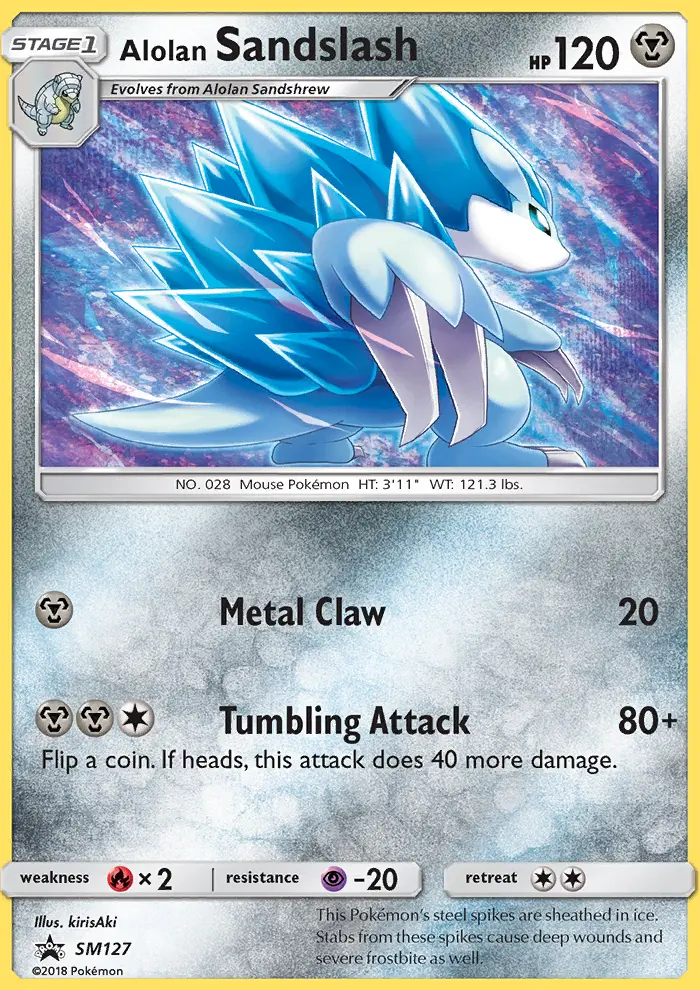 Alolan Sandslash Rare Pokemon card #SM127 from SM Black Star Promos