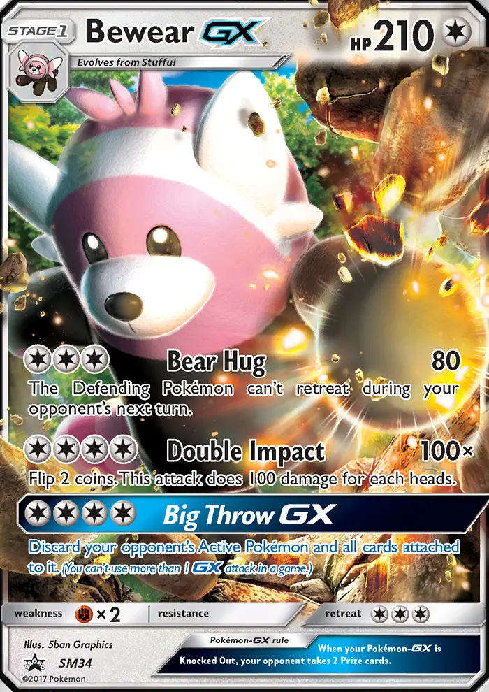 Bewear GX Rare Pokemon card #SM34 from SM Black Star Promos