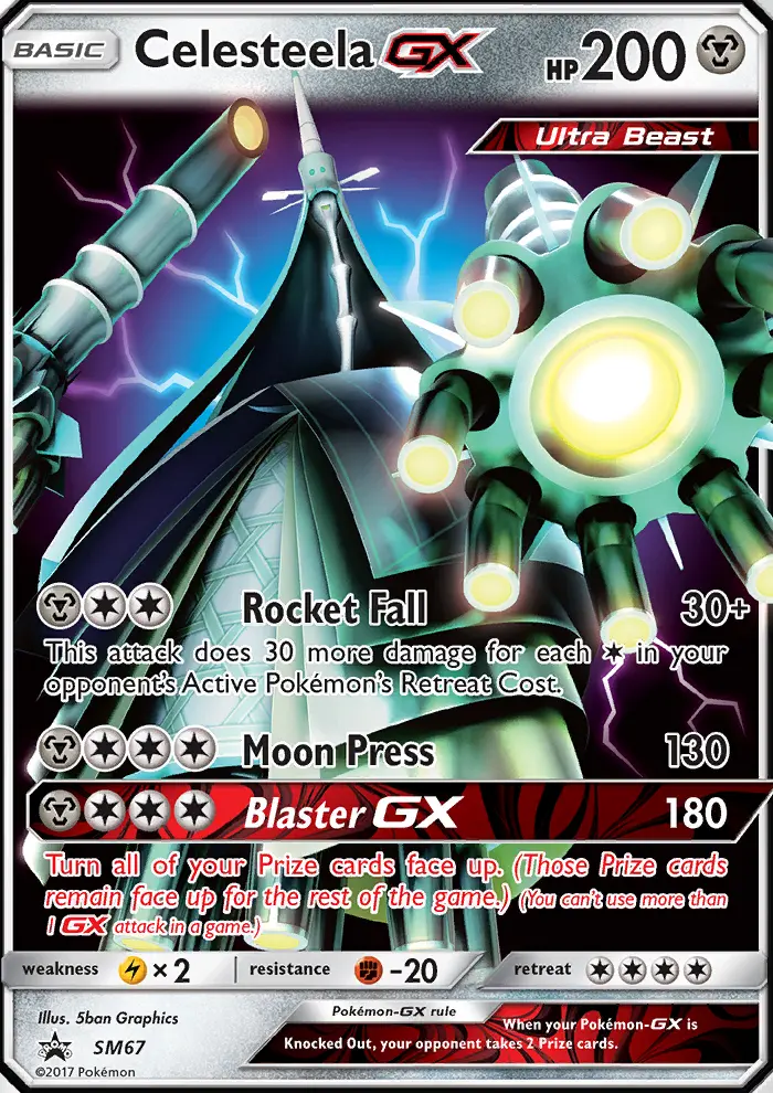 Celesteela GX Rare Pokemon card #SM67 from SM Black Star Promos