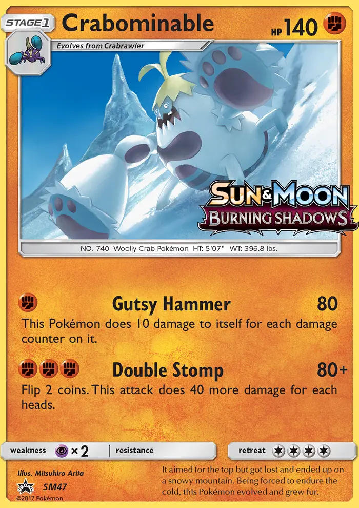 Crabominable Rare Pokemon card #SM47 from SM Black Star Promos