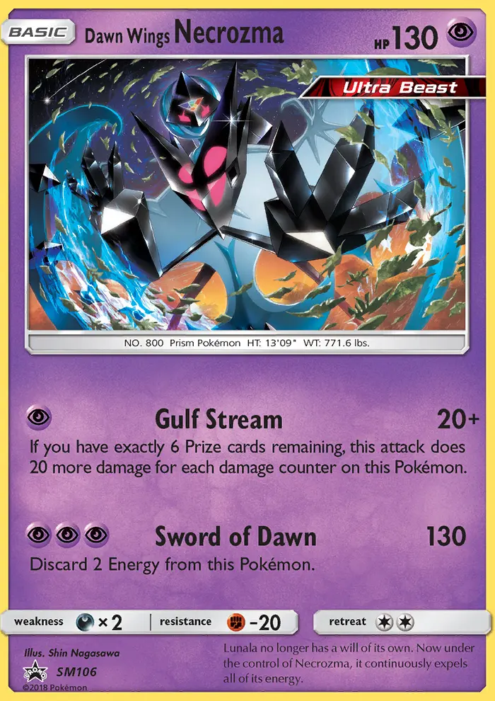 Dawn Wings Necrozma Rare Pokemon card #SM106 from SM Black Star Promos