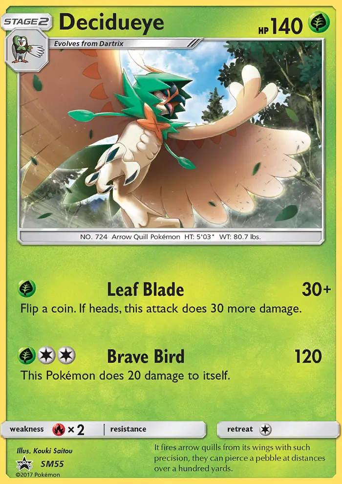 Decidueye Rare Pokemon card #SM55 from SM Black Star Promos