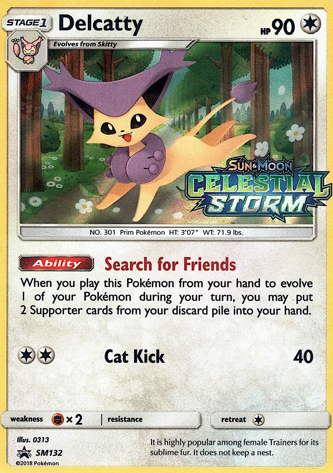 Delcatty Rare Pokemon card #SM132 from SM Black Star Promos