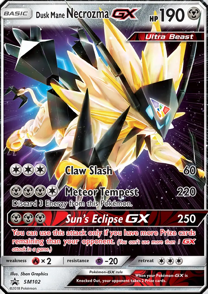 Dusk Mane Necrozma GX Rare Pokemon card #SM102 from SM Black Star Promos