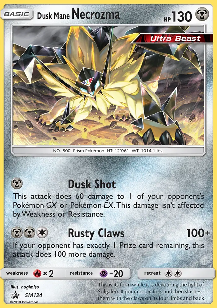 Dusk Mane Necrozma Rare Pokemon card #SM124 from SM Black Star Promos