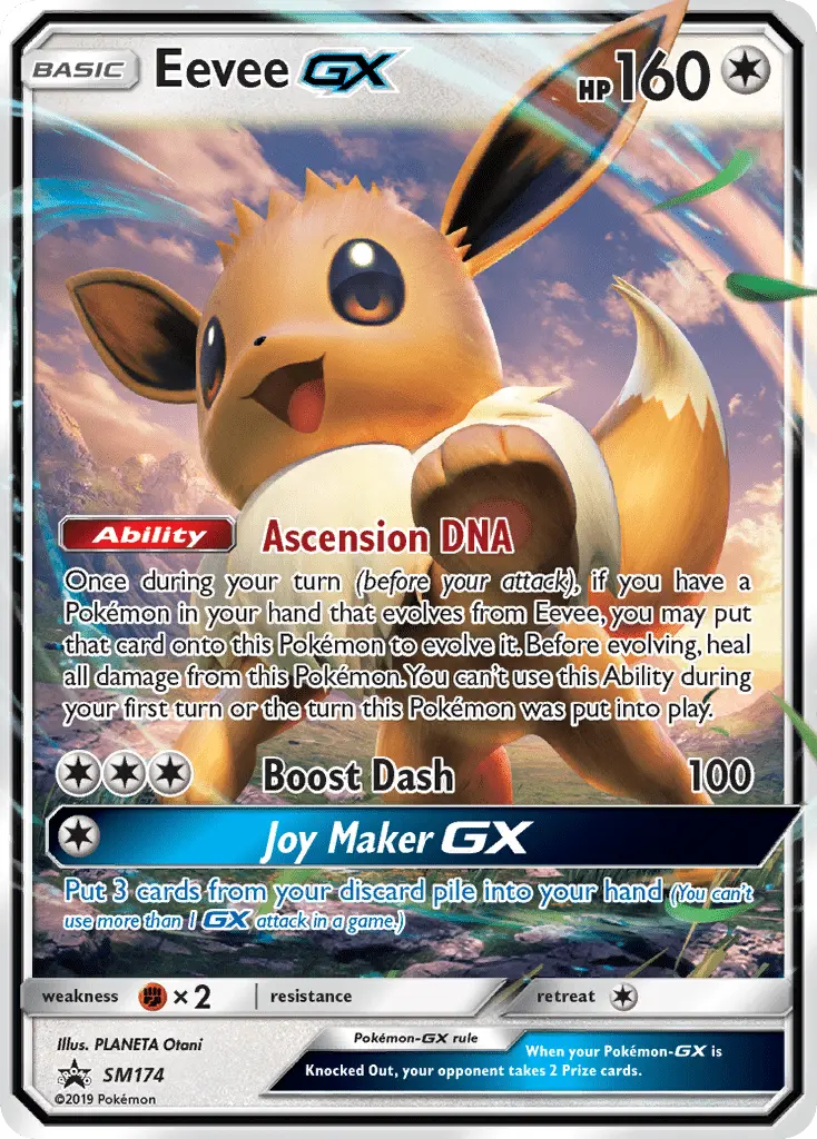 Eevee GX Rare Pokemon card #SM174 from SM Black Star Promos