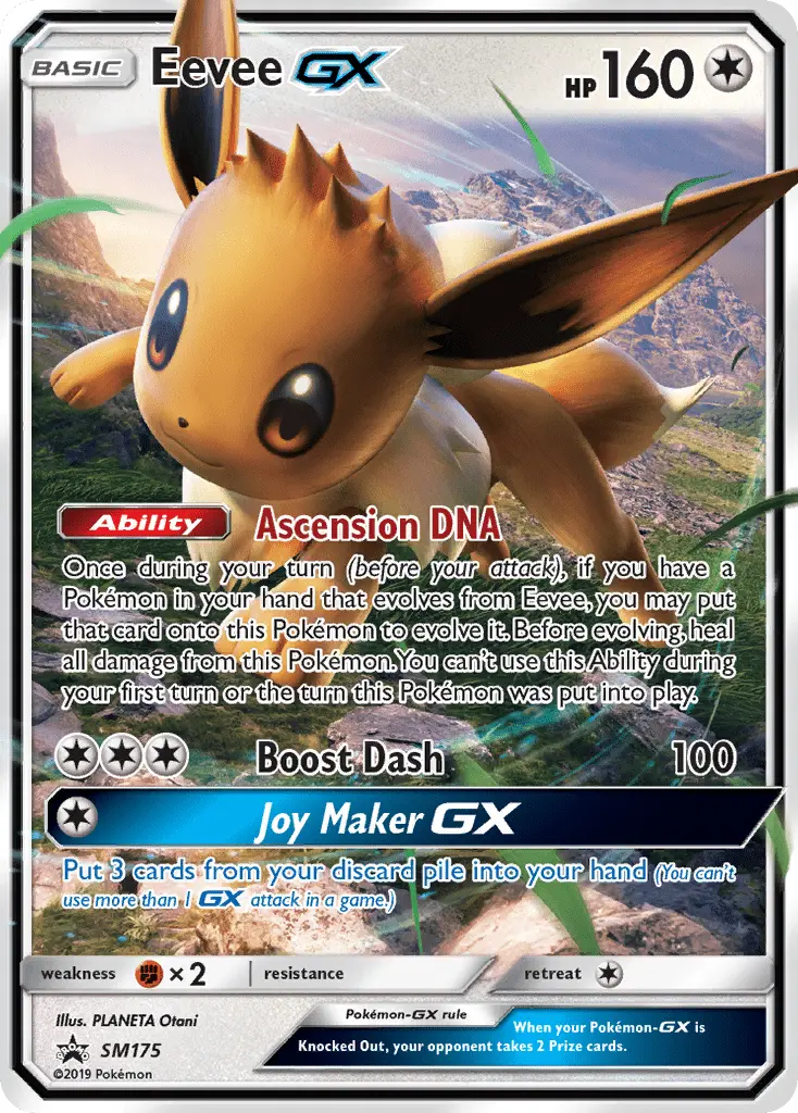 Eevee GX Rare Pokemon card #SM175 from SM Black Star Promos