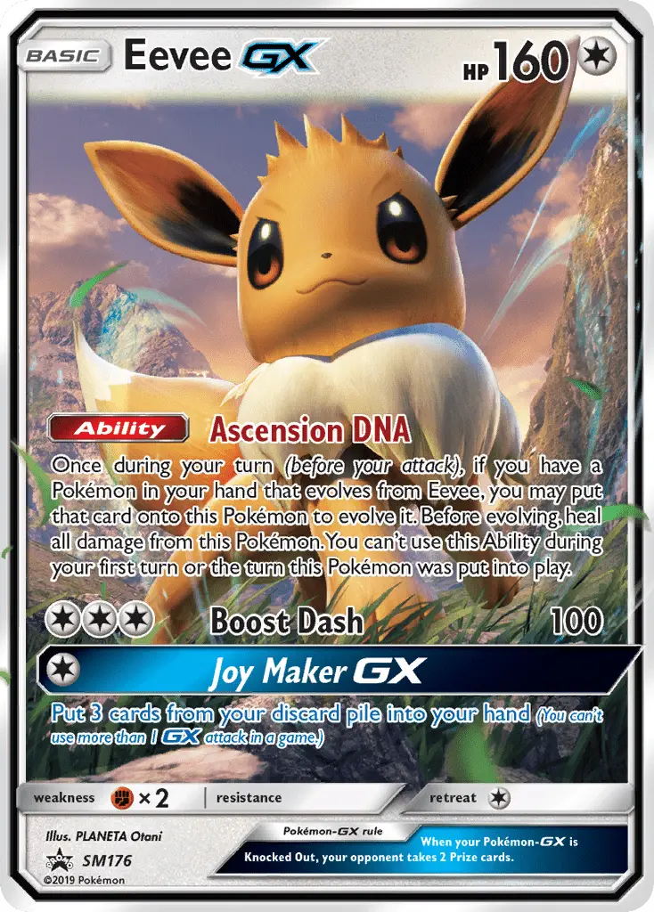 Eevee GX Rare Pokemon card #SM176 from SM Black Star Promos