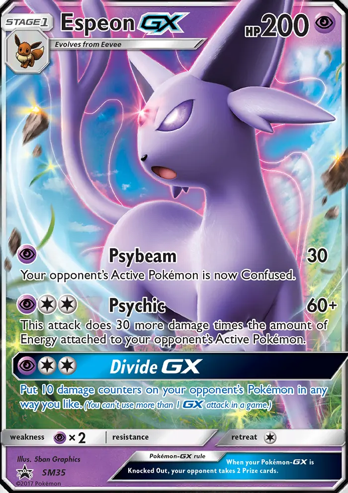 Espeon GX Rare Pokemon card #SM35 from SM Black Star Promos