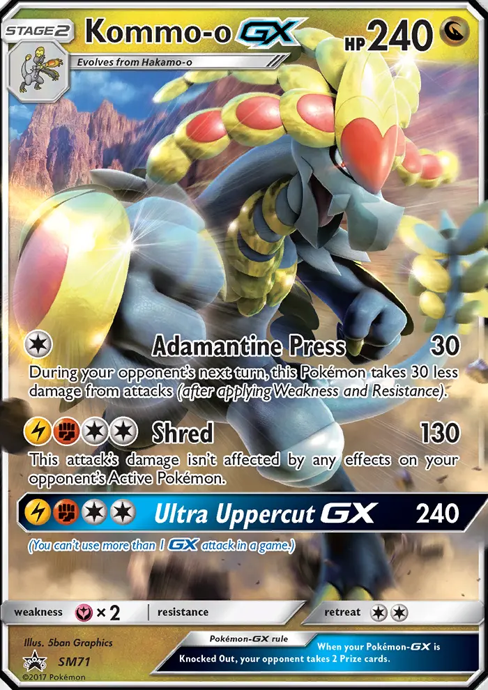Kommo-o GX Rare Pokemon card #SM71 from SM Black Star Promos