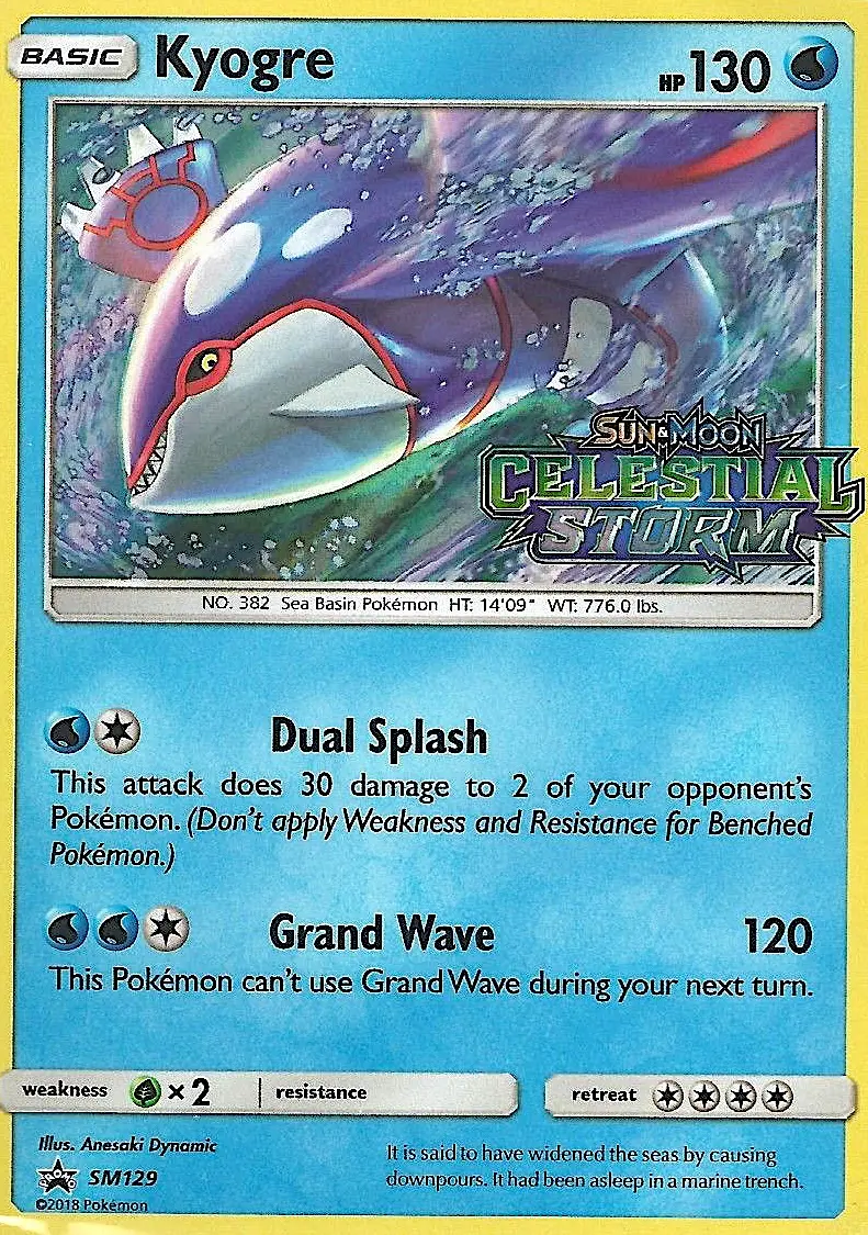 Kyogre Rare Pokemon card #SM129 from SM Black Star Promos