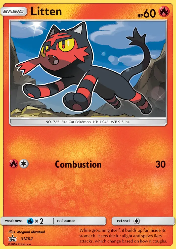 Litten Rare Pokemon card #SM02 from SM Black Star Promos