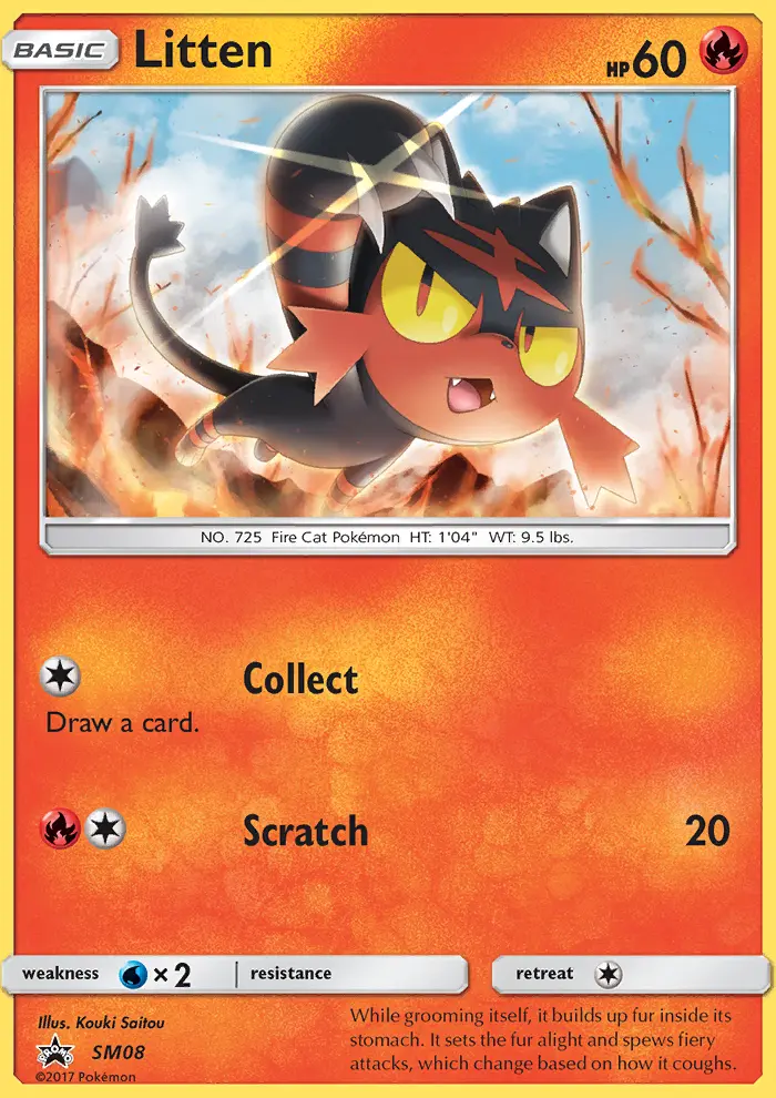 Litten Rare Pokemon card #SM08 from SM Black Star Promos