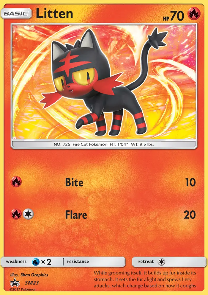 Litten Rare Pokemon card #SM23 from SM Black Star Promos
