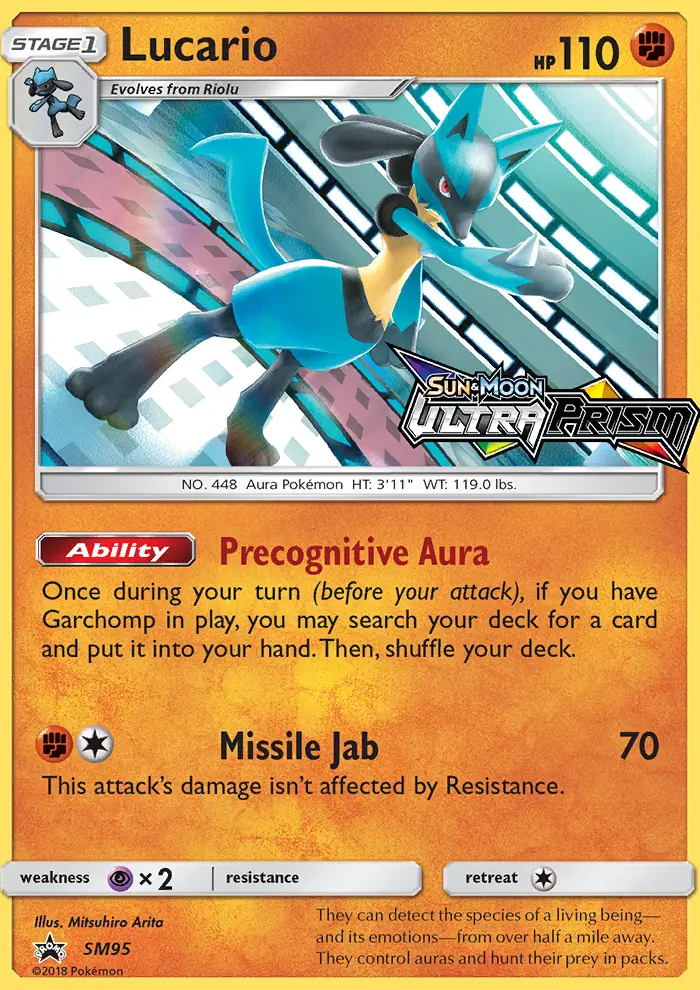 Lucario Rare Pokemon card #SM95 from SM Black Star Promos