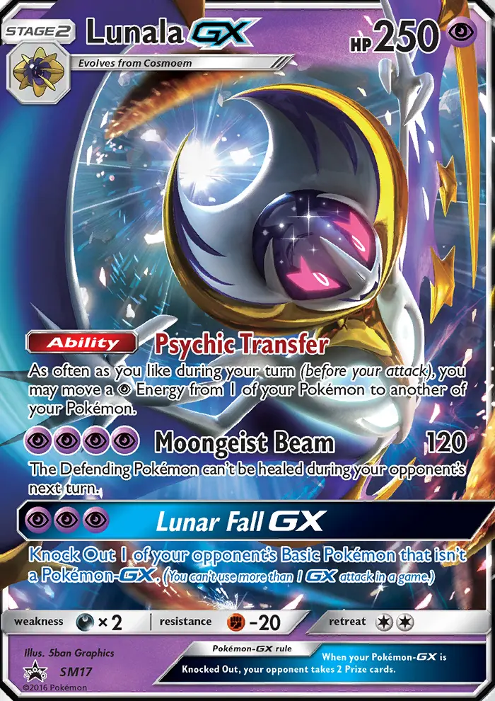 Lunala GX Rare Pokemon card #SM17 from SM Black Star Promos