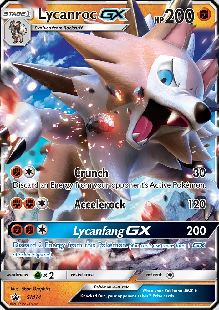 Lycanroc GX Rare Pokemon card #SM14 from SM Black Star Promos