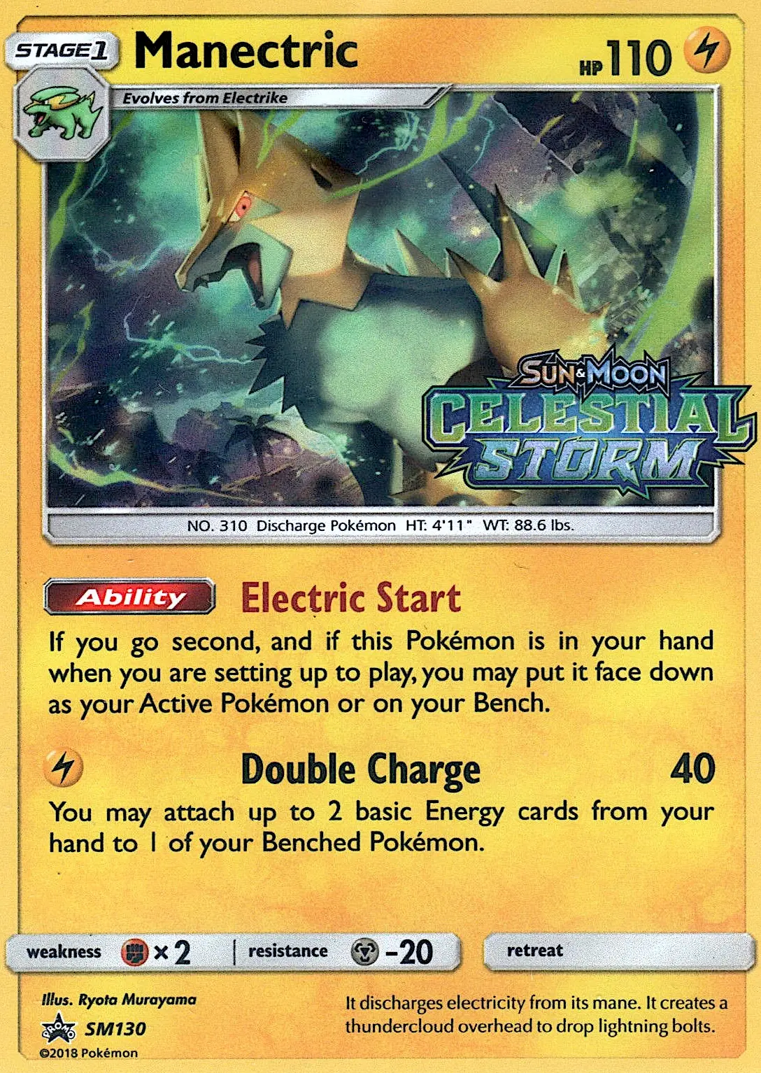Manectric Rare Pokemon card #SM130 from SM Black Star Promos