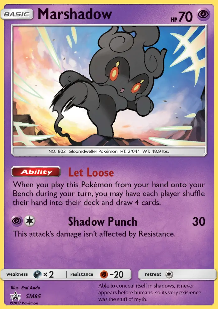 Marshadow Rare Pokemon card #SM85 from SM Black Star Promos