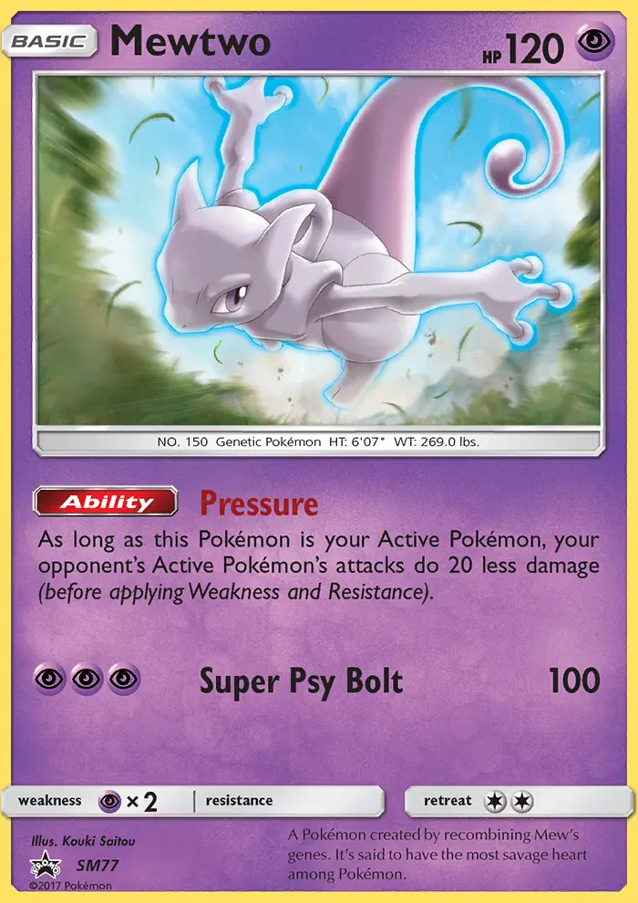 Mewtwo Rare Pokemon card #SM77 from SM Black Star Promos