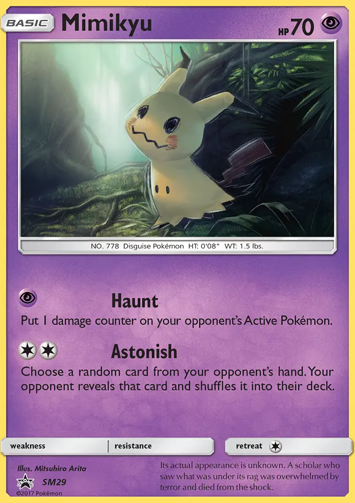 Mimikyu Rare Pokemon card #SM29 from SM Black Star Promos