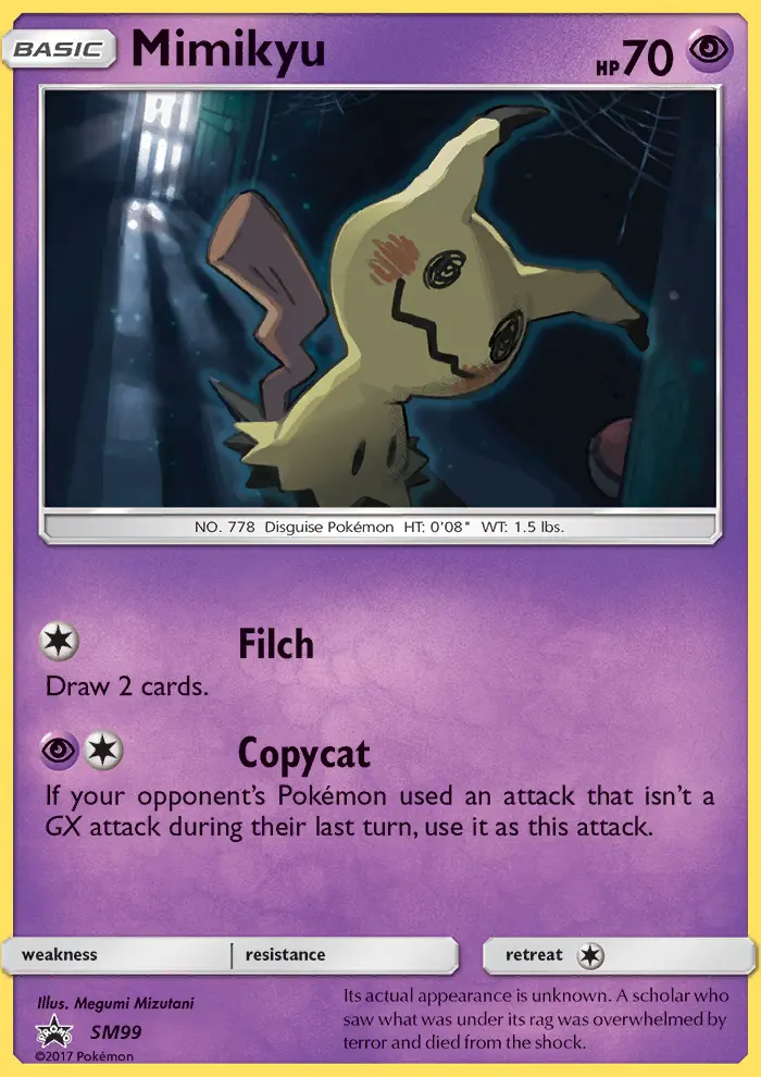 Mimikyu Rare Pokemon card #SM99 from SM Black Star Promos