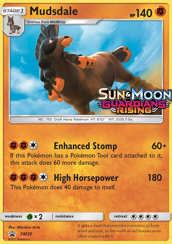Mudsdale Rare Pokemon card #SM20 from SM Black Star Promos
