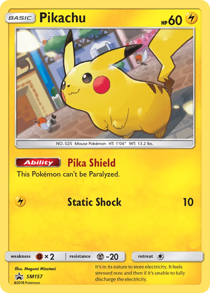 Pikachu Rare Pokemon card #SM157 from SM Black Star Promos