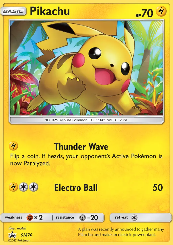 Pikachu Rare Pokemon card #SM76 from SM Black Star Promos