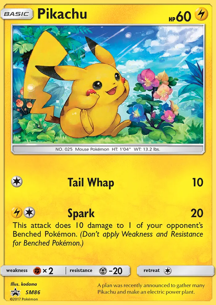 Pikachu Rare Pokemon card #SM86 from SM Black Star Promos