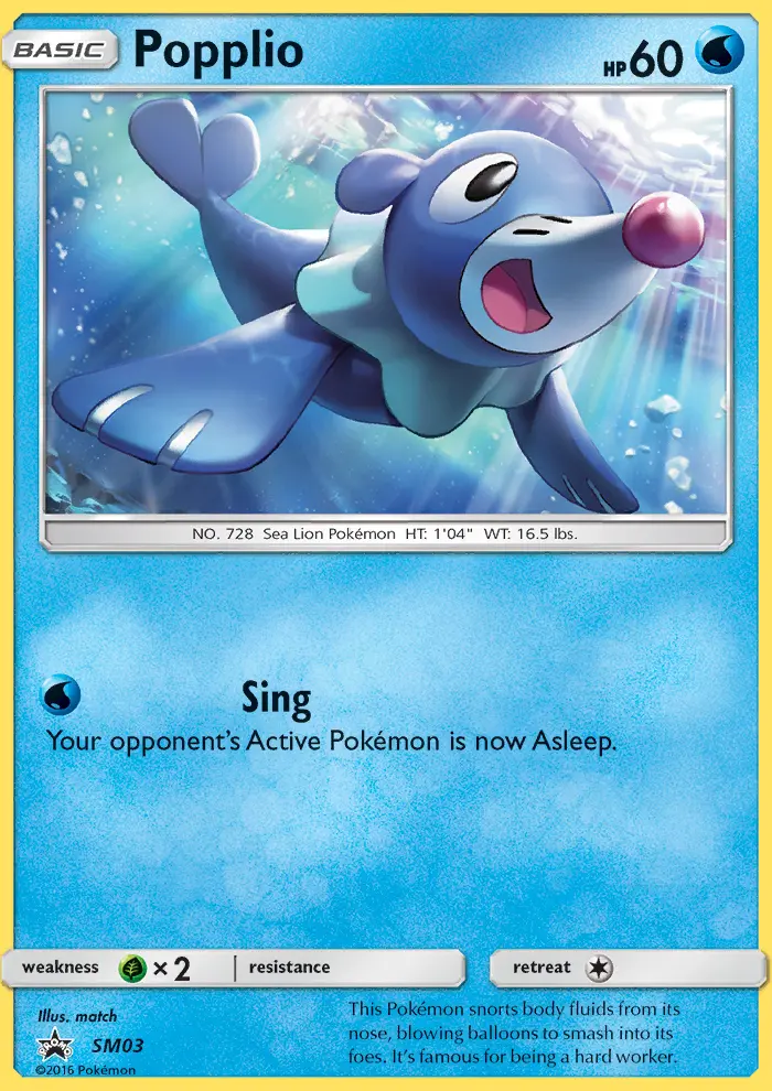 Popplio Rare Pokemon card #SM03 from SM Black Star Promos