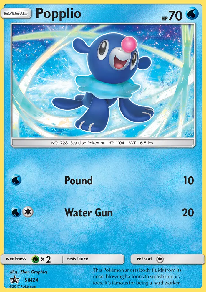 Popplio Rare Pokemon card #SM24 from SM Black Star Promos