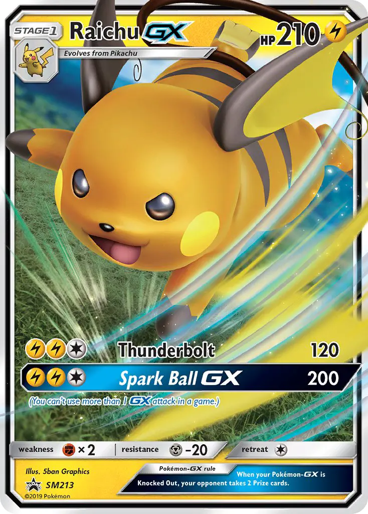 Raichu GX None Pokemon card #SM213 from SM Black Star Promos