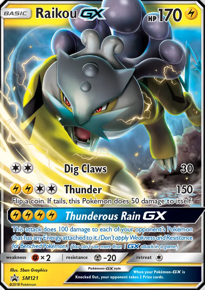 Raikou GX Rare Pokemon card #SM121 from SM Black Star Promos